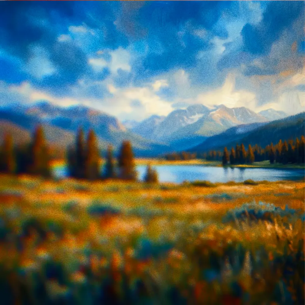 Flower meadow at the edge of a lake